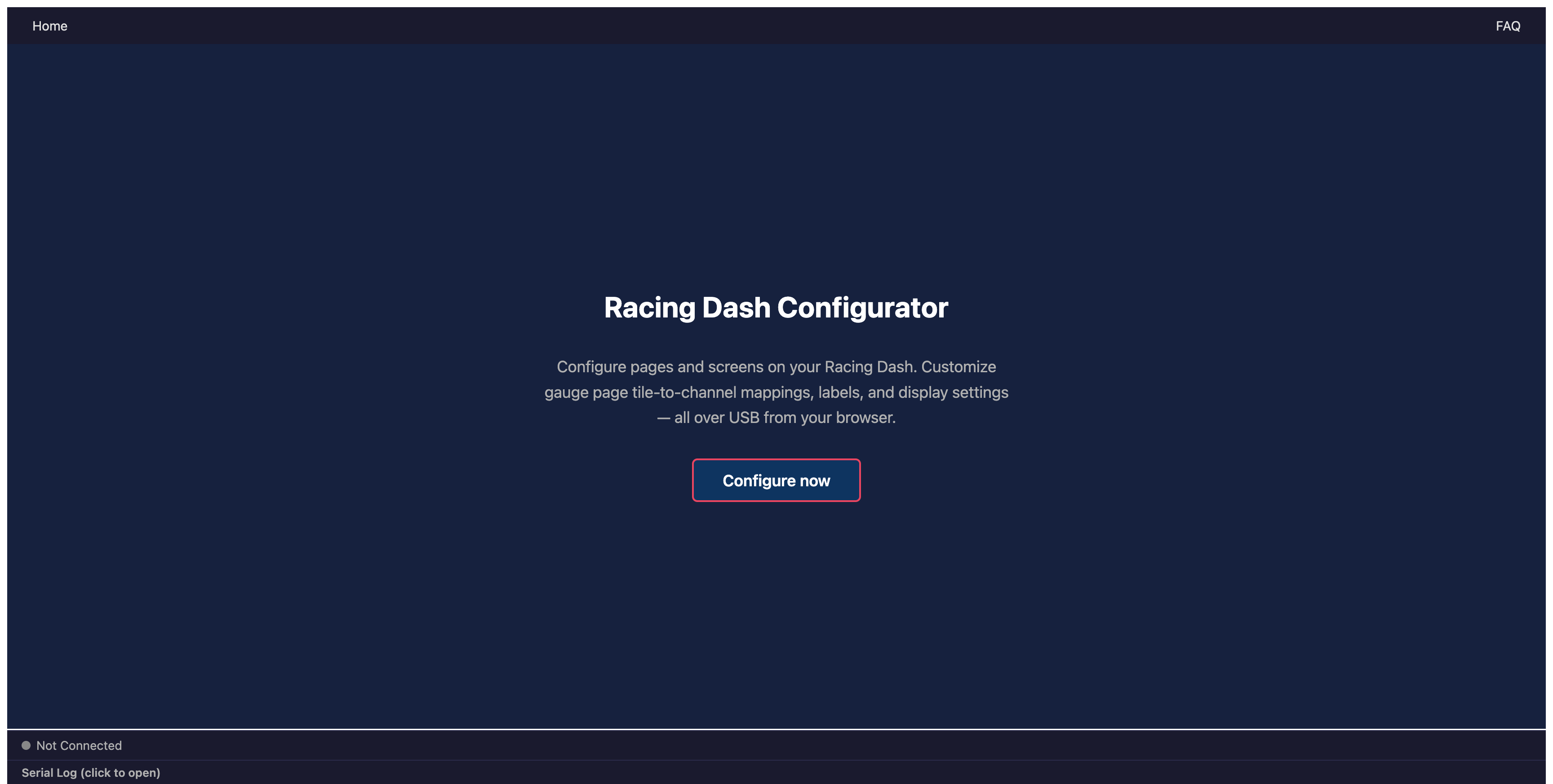 Configurator Welcome Page