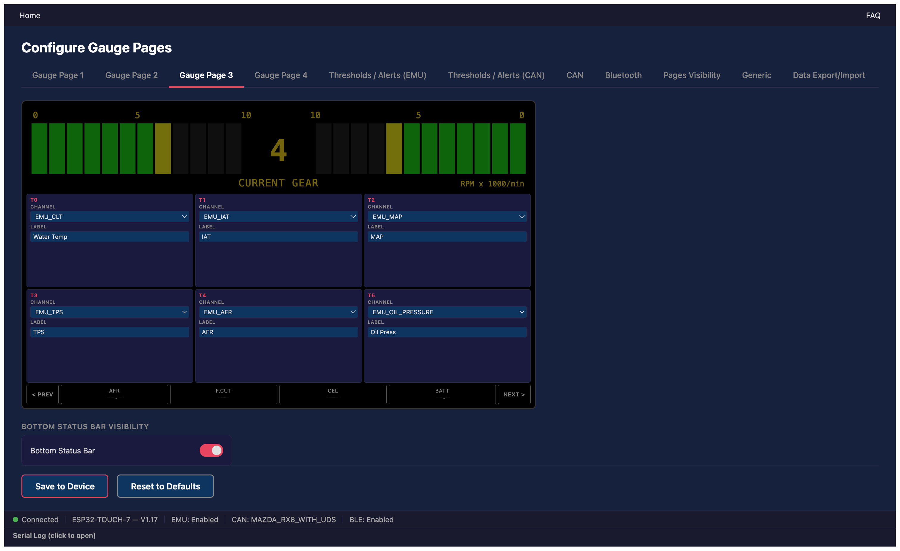 Configurator Gauge Page D