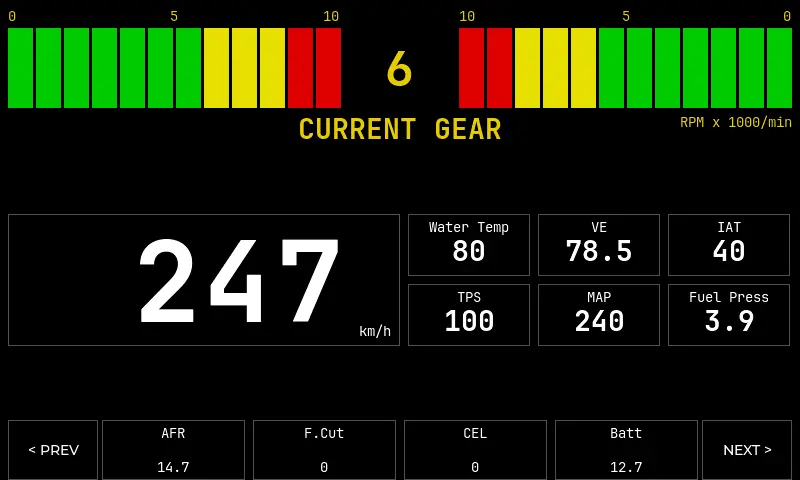 Gauge Page 1 max RPM preview