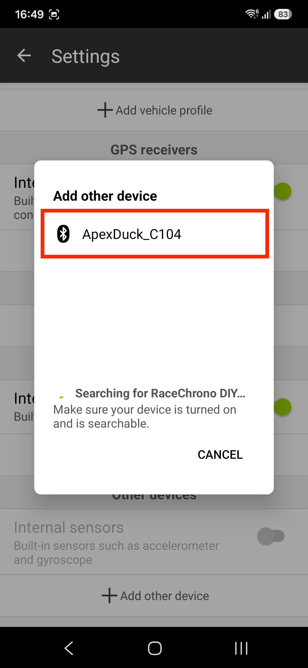 RaceChrono pairing step 5